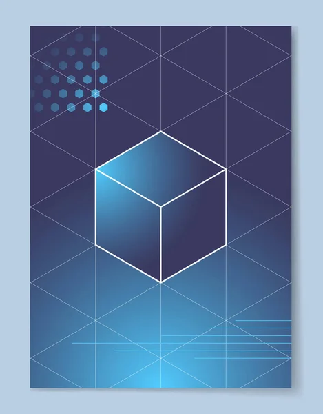 Cube with White Outline on Gradient Background — Stock Vector