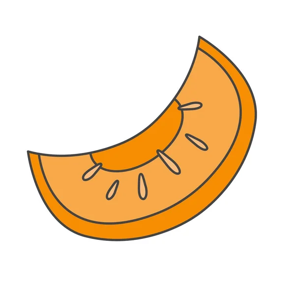 Fatia de melão maduro vetor plano ícone — Vetor de Stock