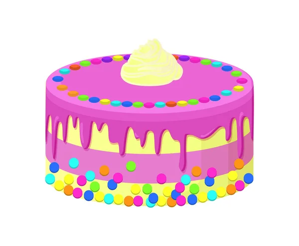 Вкусный торт с белым шоколадом, круглые конфеты — стоковый вектор