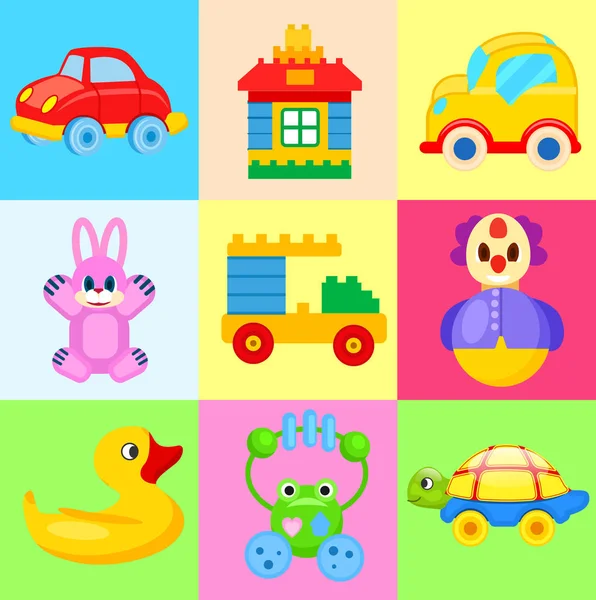 Vicces játékok színes illusztrációk kisgyerek — Stock Vector