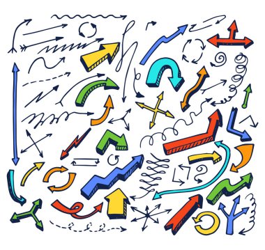 Oklar elle çizilmiş öğeleri vektör çizim