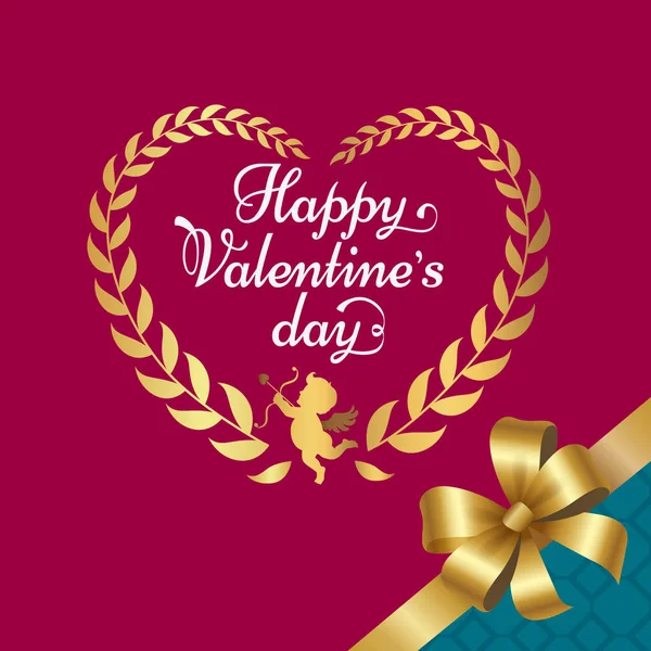 Happy Valentines Day Poster with Heart Vector — Stock Vector