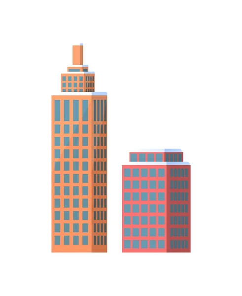 Reihe von städtischen Gebäuden Symbole Vektor Illustration — Stockvektor