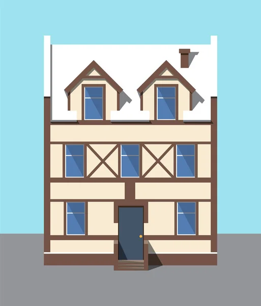 Edificio cubierto con nieve Vector Ilustración — Vector de stock