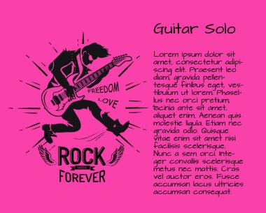 Rock müzik sonsuza dek Guitar Solo renkli Poster