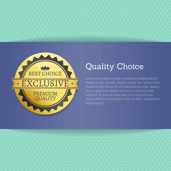 Calidad Choice High Award Mejor Sello Etiqueta de Oro — Vector de stock