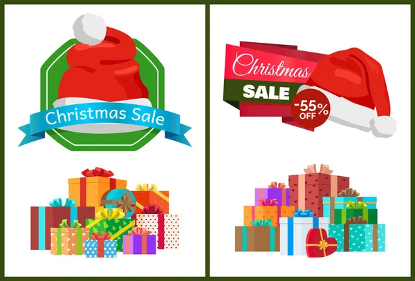 Vánoční prodej s 55 od propagační plakáty — Stockový vektor