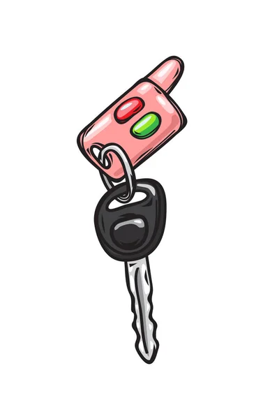 迷人的粉红色汽车钥匙隔离插图 — 图库矢量图片