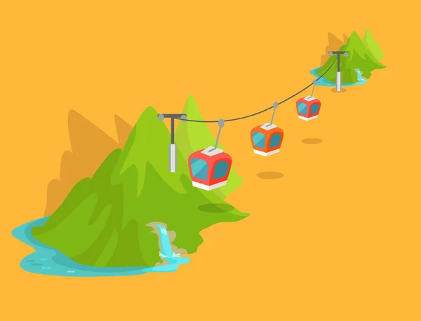 Cableway de montaña Maokong en Taiwán Icono gráfico — Vector de stock