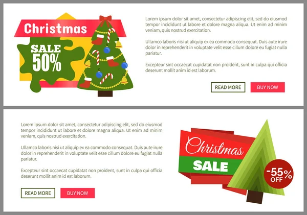 Kerst Sale koop nu Posters vectorillustratie — Stockvector