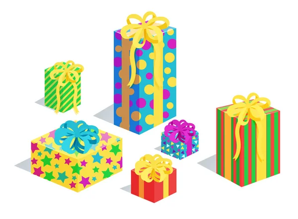 Colección de Regalos en Envolturas Vector Illustration — Vector de stock