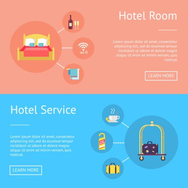 Otel odası ve servis seti reklam afiş