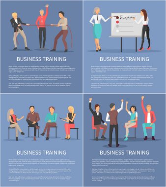 İş eğitim posterler kümesi lideri işçiler ile