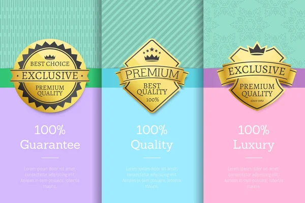 Garantía de lujo 100 Mejores etiquetas de calidad premium — Vector de stock