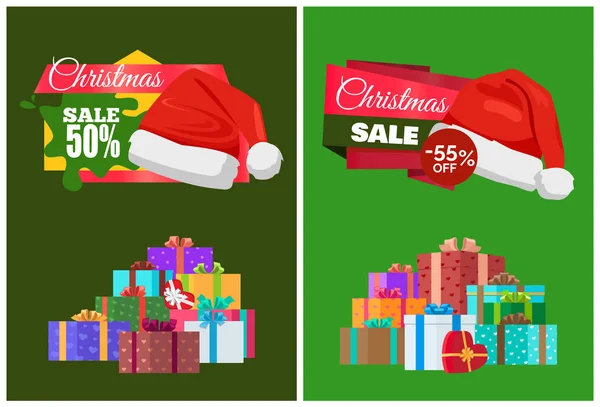 Christmas Discount with Hot Prices Advertisement — Stock Vector