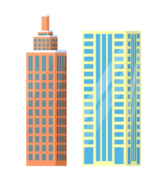 Uppsättning av stadens byggnader ikoner vektorillustration — Stock vektor