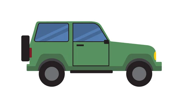 Pictogram van de weergave van de kant van de Off-Road auto van het groene Sport van Jeep — Stockvector