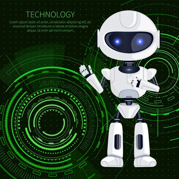 Tecnologia robot e testo vettoriale Illustrazione — Vettoriale Stock