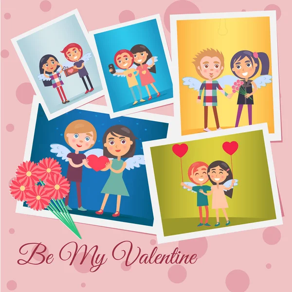 Be My Valentine Festive Banner Vector Illustrazione — Vettoriale Stock