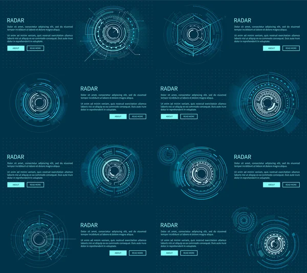 Ilustracja wektorowa kolekcja stron internetowych radar — Wektor stockowy