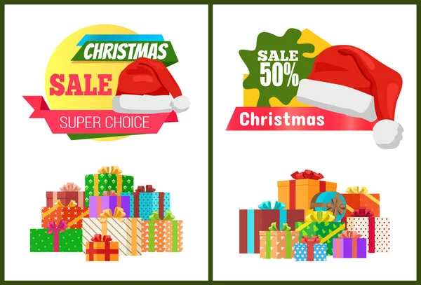 Készlet-ból hirdetések karácsonyi eladó plakátok Promo Címkék — Stock Vector