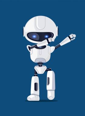 Beyaz komik Dabbing Robot kartı vektör Illusration