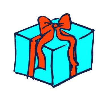 Mevcut ve kırmızı yay elle çizilmiş vektör çizim