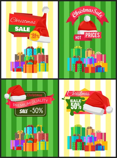 Descuento de Navidad para regalos de vacaciones Carteles — Vector de stock