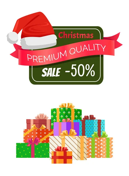 Chapéu de etiqueta promocional de venda de Natal de qualidade premium — Vetor de Stock