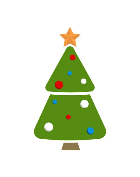 Árvore de Natal Coberto por Estrela Dourada e Decorado —  Vetores de Stock