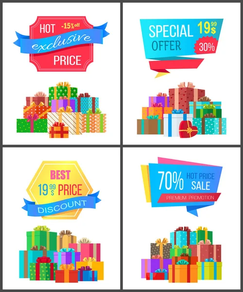 Set of Special Price Exclusive Discount Posters — Stock Vector