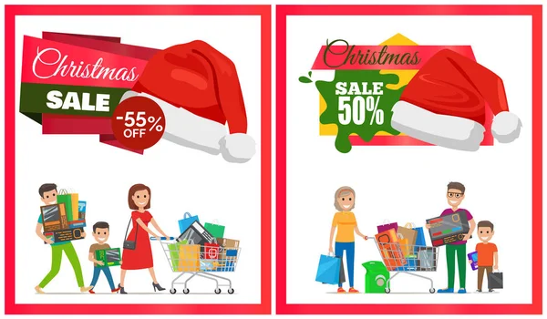 Dvě vánoční prodej plakáty vektorové ilustrace — Stockový vektor