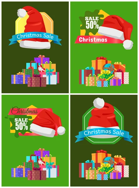Prodej 50 pro všechny vánoční zboží Promo plakáty — Stockový vektor