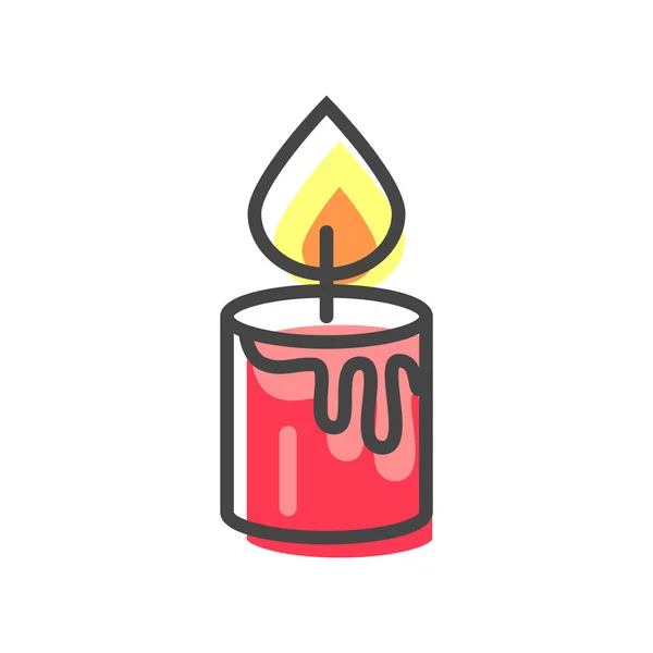 Candle of Red Color Christmas Vector Illustration — Stock Vector