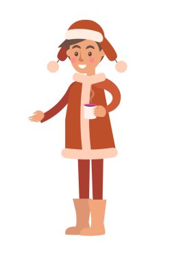 Çocuk Kupası vektör çizim tutan gülümseme ile