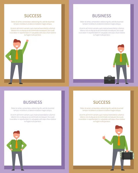 Framgång och Business affischer vektorillustration — Stock vektor
