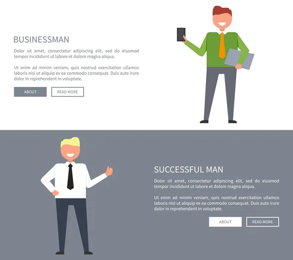 Ensemble réussi d'icônes d'homme d'affaires pour la page Web — Image vectorielle