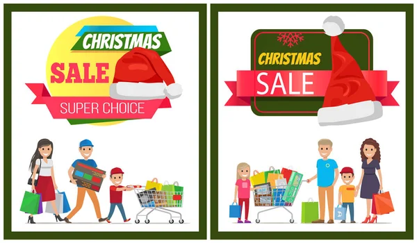 Dvě vánoční prodej plakáty vektorové ilustrace — Stockový vektor