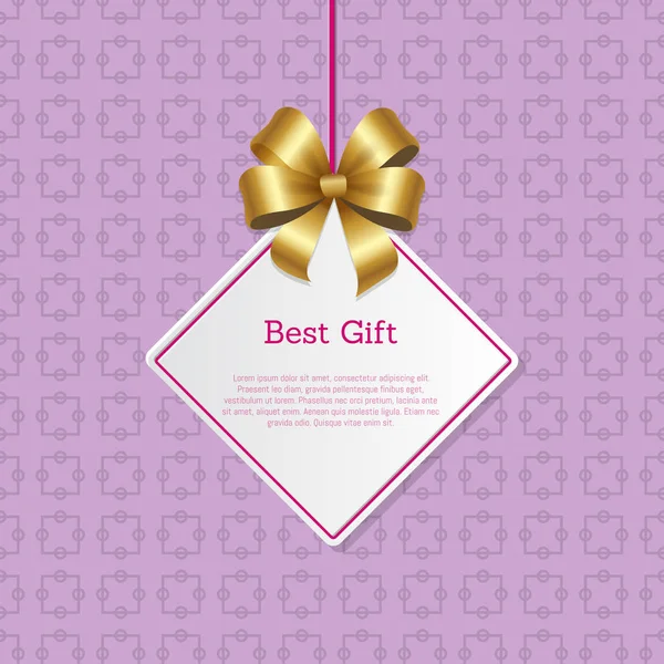 Miglior design della copertina regalo con Golden Bow Hanging Tag — Vettoriale Stock