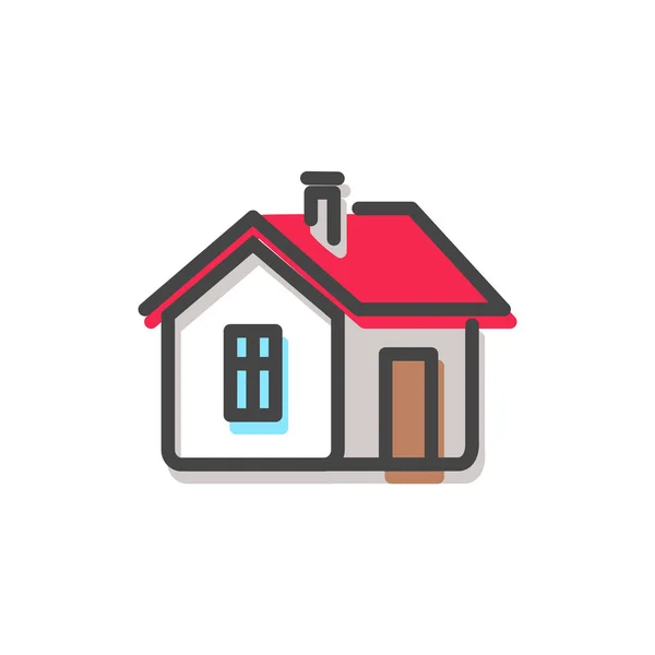 Casa com Red Roof Natal Vector Ilustração — Vetor de Stock