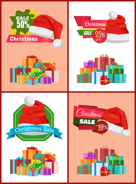 Venda Até 50 para Natal Férias Promo Posters — Vetor de Stock