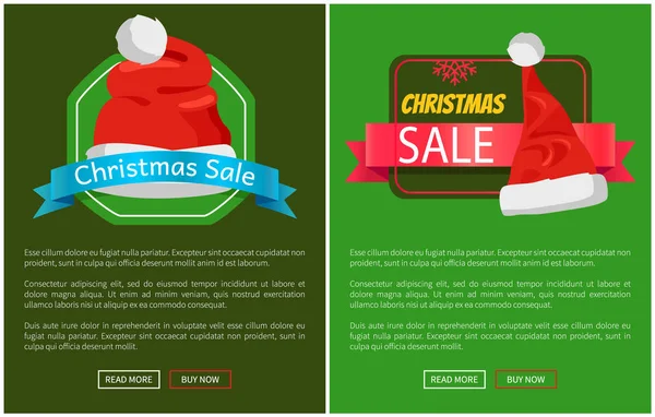 Noel satış promosyon kartları vektör çizim — Stok Vektör