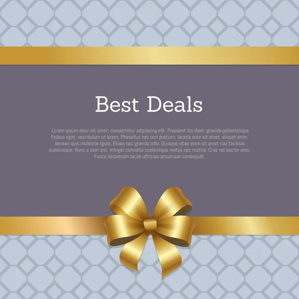 Best Deals Cover Design goldene Schleife Poster — Stockvektor