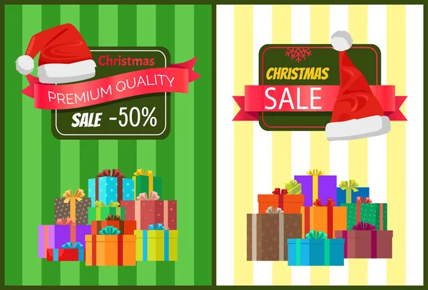 Precio caliente Navidad venta cartel Santa Claus sombrero etiqueta — Vector de stock