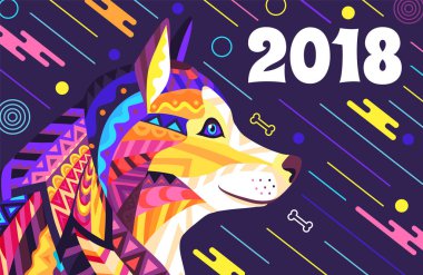 2018 yeni yıl Poster şık vektör çizim