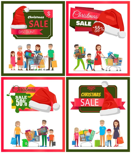 Set of Christmas Sale Premium Quality Banners — Stock Vector