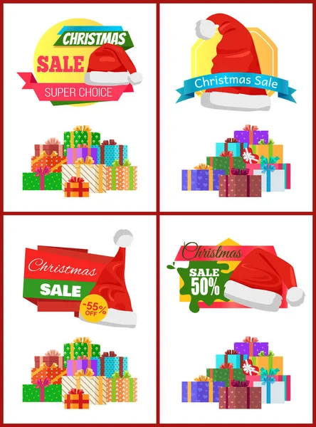 Slavnostní vánoční prodej oznámení plakáty — Stockový vektor