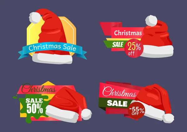 Christmas Super Choice Promo Labels with Santa Hat — Stock Vector