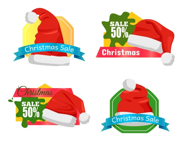 Vánoční dovolená prodeji odznaky vektorové ilustrace — Stockový vektor