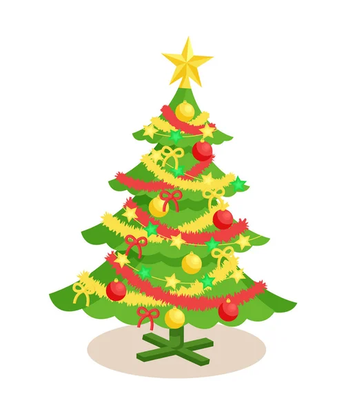 Ilustración decorada del vector de abeto de Navidad — Vector de stock